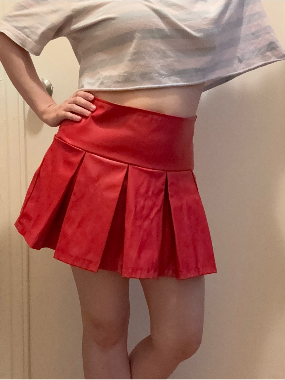 Forever 21 Red Pleated Mini Skirt
